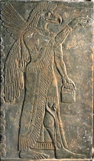 有翼鷲頭精霊像浮彫【イラク、ニムルド遺跡（新アッシリア時代　前875-860年頃、彫刻）
