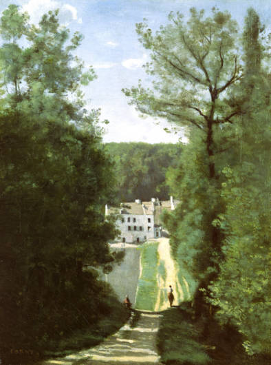 コロー≪ヴィル・ダヴレーのカバスュ邸≫1835-40年　油彩　カンヴァス