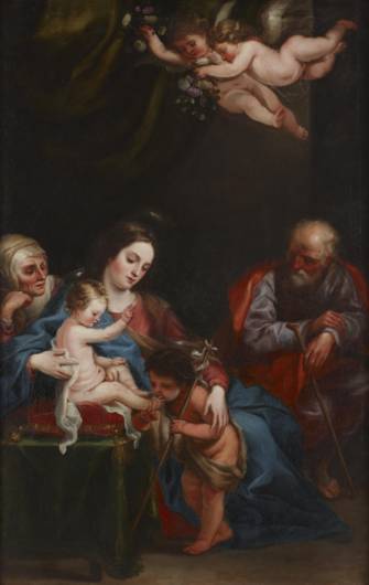 フアン・カレーニョ・デ・ミランダ《聖アンナ、聖ヨアキム、洗礼者聖ヨハネのいる聖母子》1646-55年頃 長崎県美術館蔵